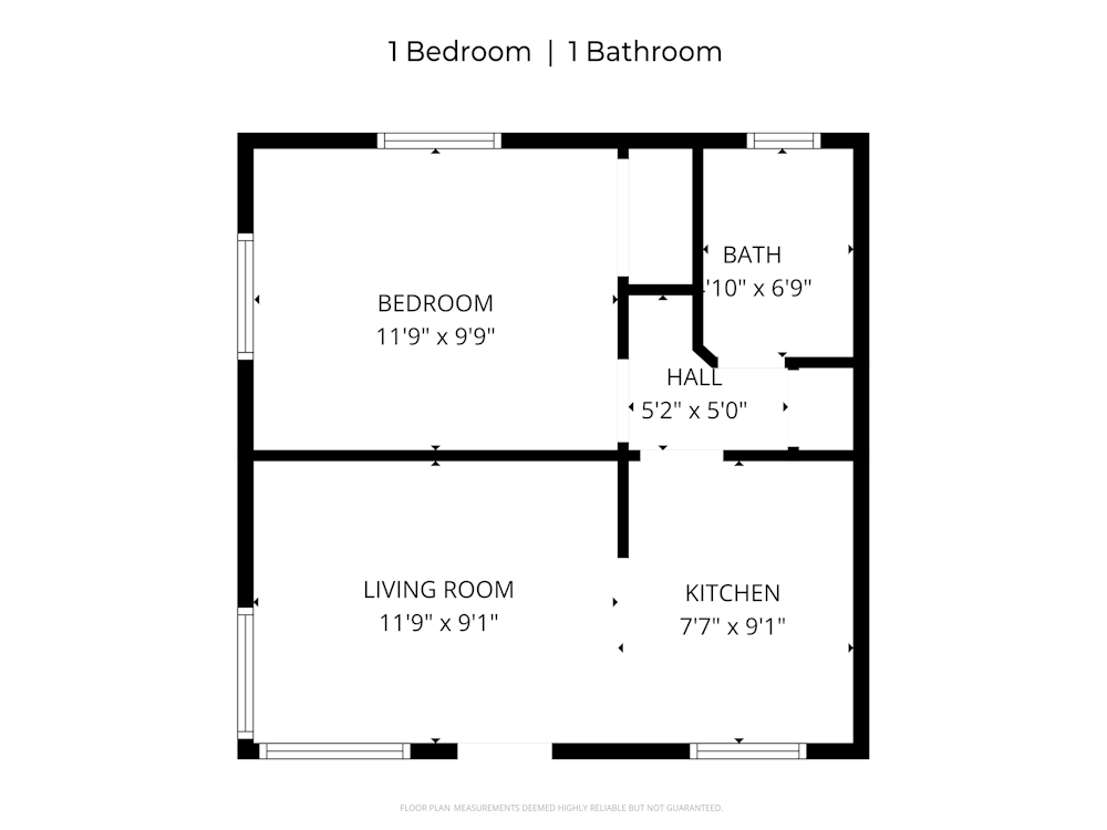 Mill Street Apartment Floor Plan For 1 Bed 1 Bathroom Apartment In Reno, Nevada.